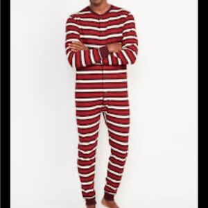 Old Navy Striped Thermal Matching One Piece Pajama Onesie S